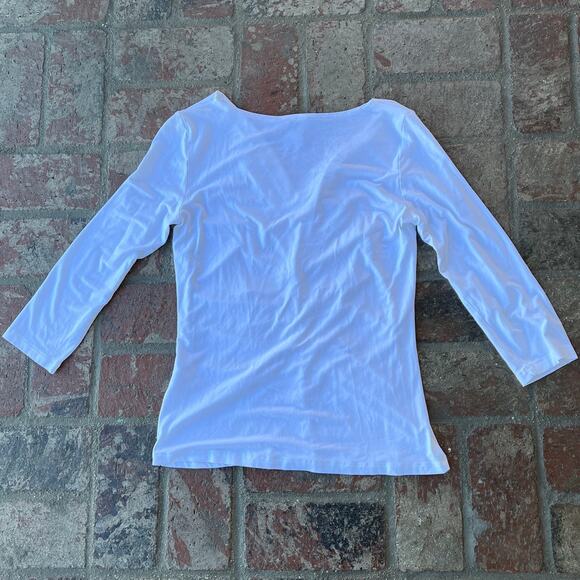 Ronen Chen Basix Rouched Front Blouse White Size US 8 - Picture 4 of 4